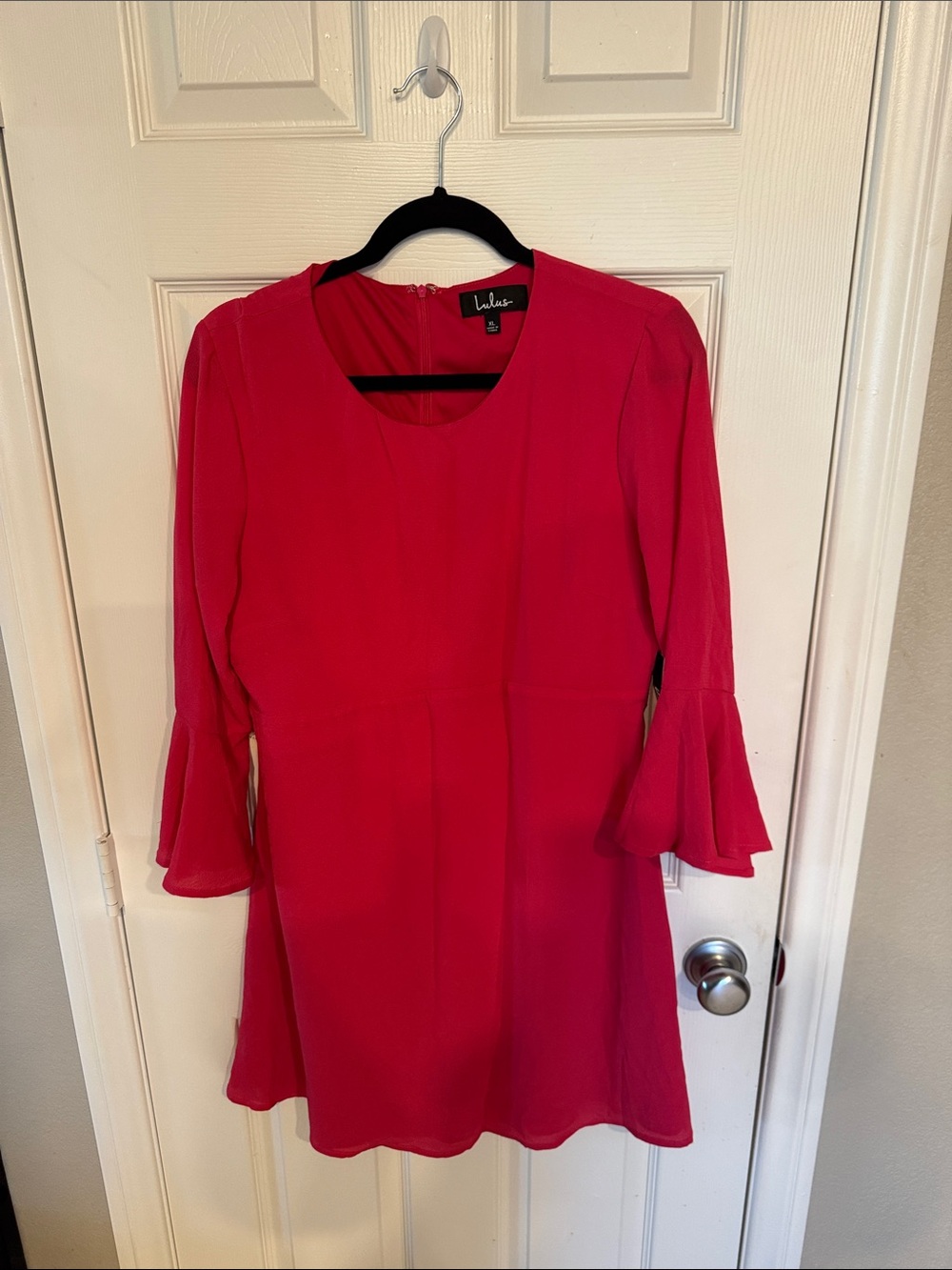 Lulu's Hot Pink Bell-Sleeve Mini Dress